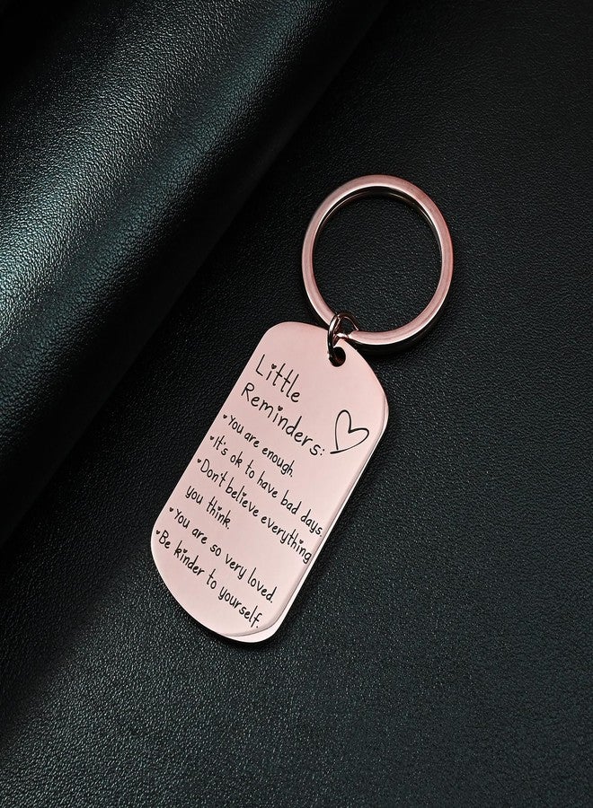 OUMILAN Little Reminders Keychain Inspiration Gifts for Women Men Affirmation Uplifting Mental Health You Are Enough Keyring (Rose Gold) - Image 2